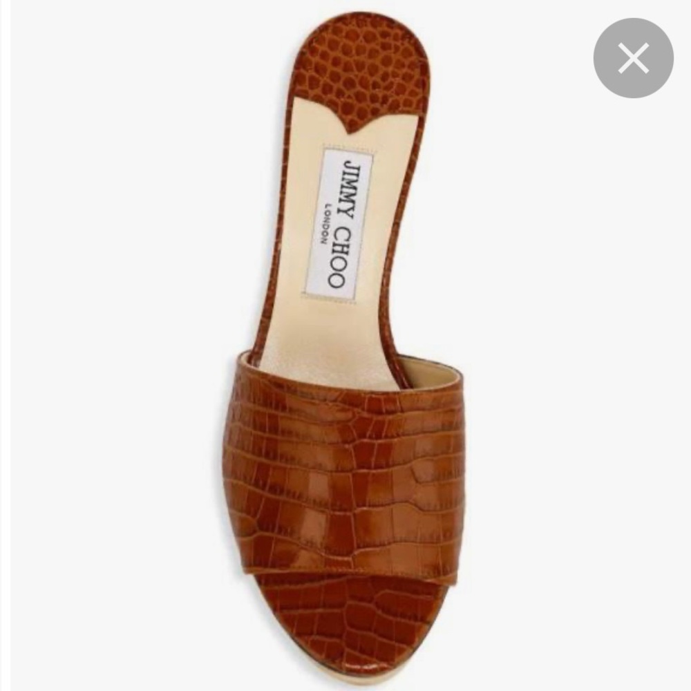 Jimmy Choo Dee Dee Croc Leather Cork Platform Sandals - Picture 11 of 15